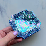 Sea Turtle Dish - Cloud Iridescent Ring Jewelry Tray - Square