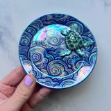 Sea Turtle Dish - Cloud Iridescent Ring Jewelry Tray - Round A
