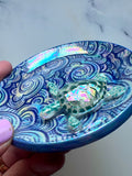 Sea Turtle Dish - Cloud Iridescent Ring Jewelry Tray - Round A
