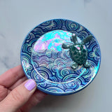 Sea Turtle Dish - Cloud Iridescent Ring Jewelry Tray - Round B