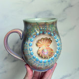 Pearl Clam Mug, Iridescent Porcelain Pottery Mug