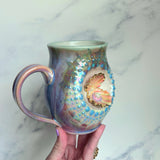 Pearl Clam Mug, Iridescent Porcelain Pottery Mug