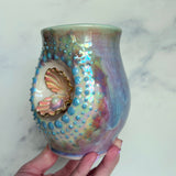 Pearl Clam Mug, Iridescent Porcelain Pottery Mug