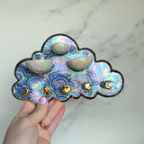 3 Dish Cloud Jewelry Wall Hanging Necklace Display with Ring Dishes