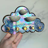 3 Dish Cloud Jewelry Wall Hanging Necklace Display with Ring Dishes