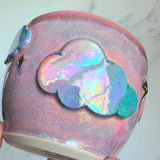 Pink Iridescent Rainbow Cloud Planter Pot with Gold Moon/Stars