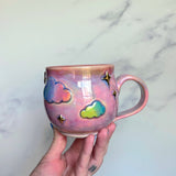 Pink Iridescent Rainbow Cloud Mug with Gold Moon/Stars