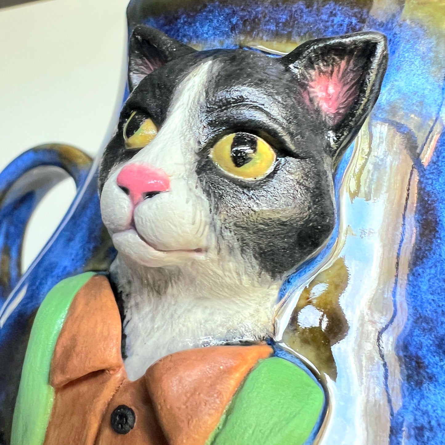 Tuxedo Cat Mug - Highly Detailed Cat Sculpture