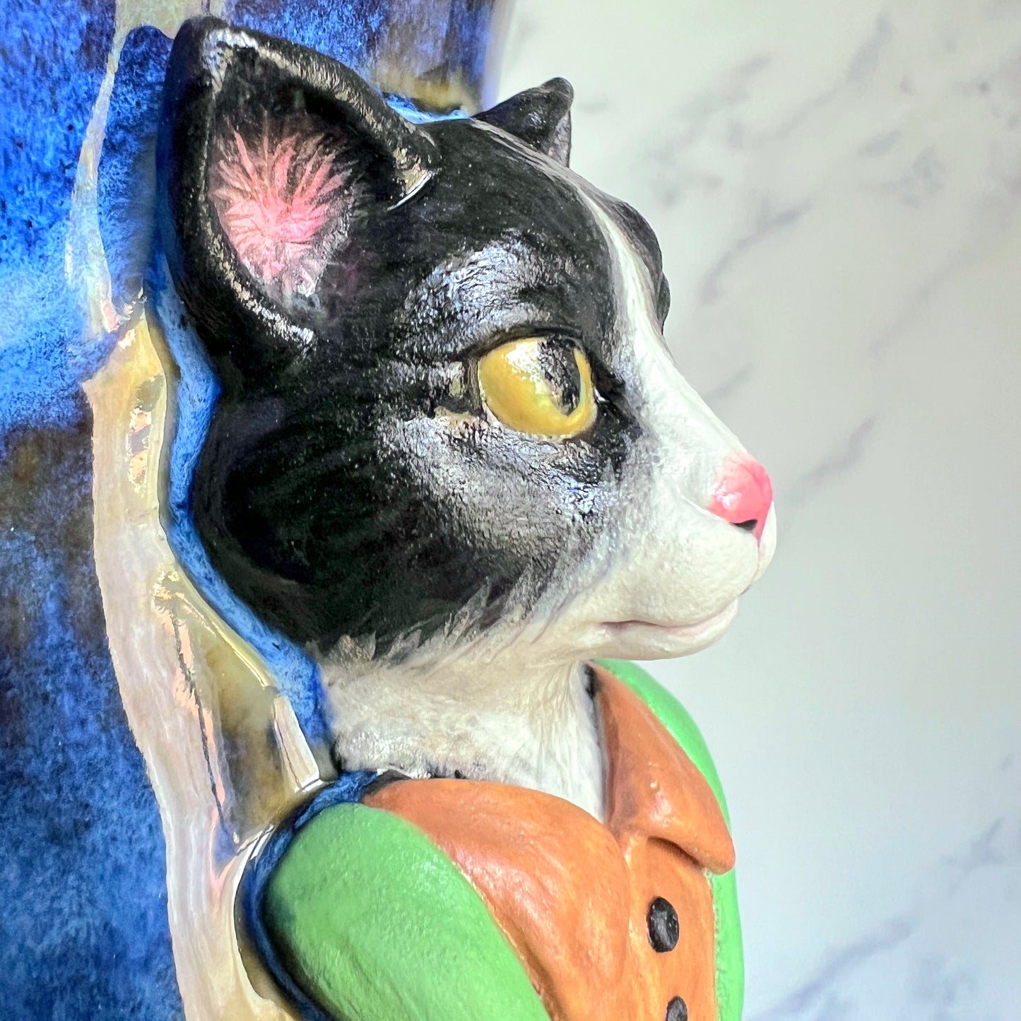 Tuxedo Cat Mug - Highly Detailed Cat Sculpture