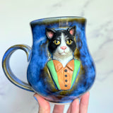 Tuxedo Cat Mug - Highly Detailed Cat Sculpture