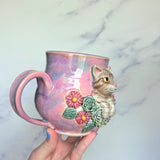 Tabby Cat Mug - Highly Detailed Cat Sculpture - Succulent Garden