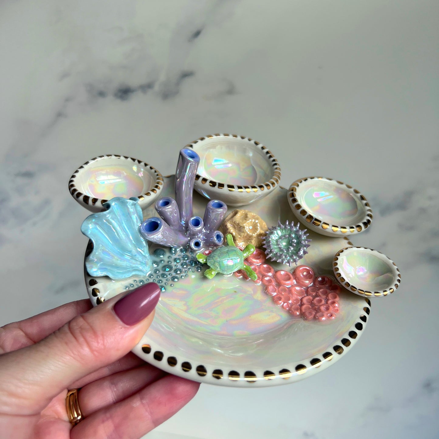 Pre-Order Ocean Dreams - Coral Reef Dish Iridescent Infinity Sea Turtle Tray