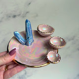 Cotton Cand Crystal Dish Iridescent Infinity Tray