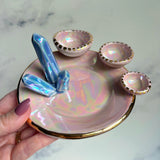 Cotton Cand Crystal Dish Iridescent Infinity Tray