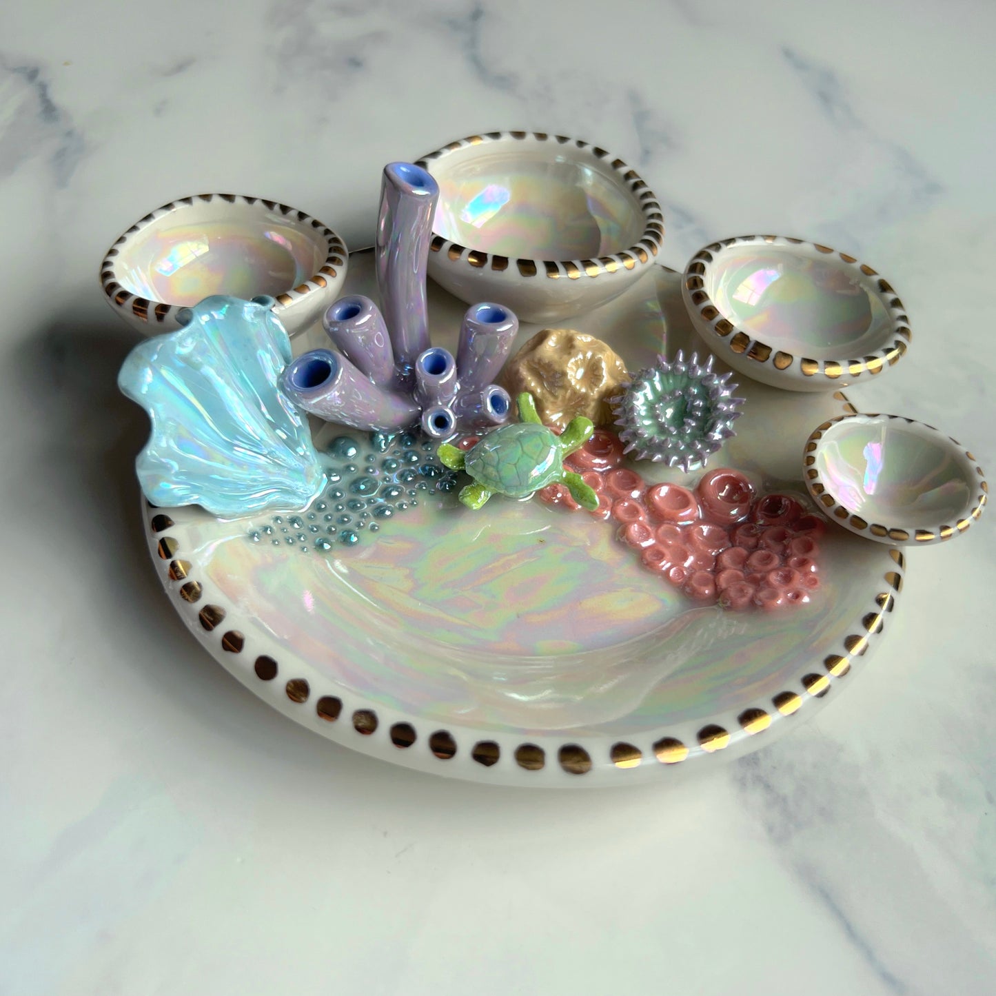 Pre-Order Ocean Dreams - Coral Reef Dish Iridescent Infinity Sea Turtle Tray