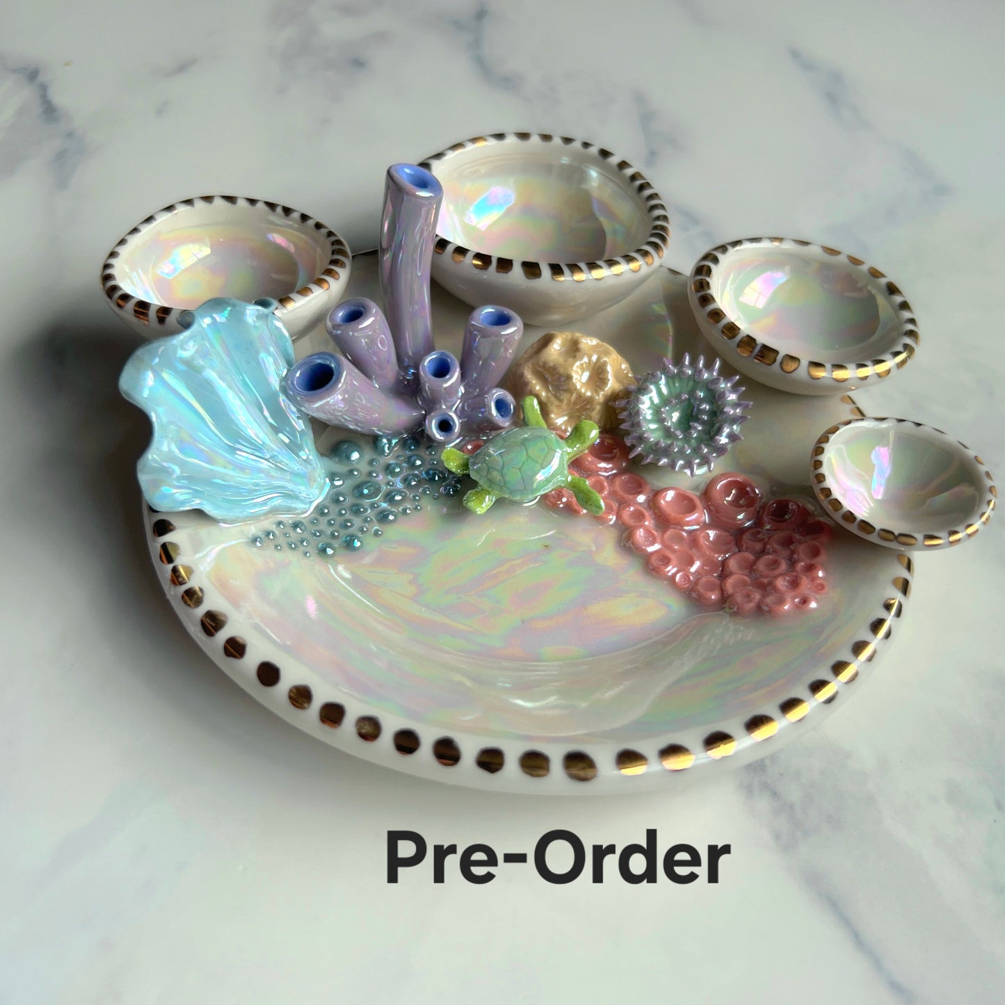 Pre-Order Ocean Dreams - Coral Reef Dish Iridescent Infinity Sea Turtle Tray