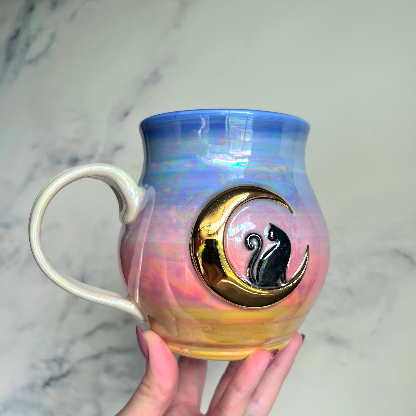 Cat Moon Rise Cat Gradient Mug