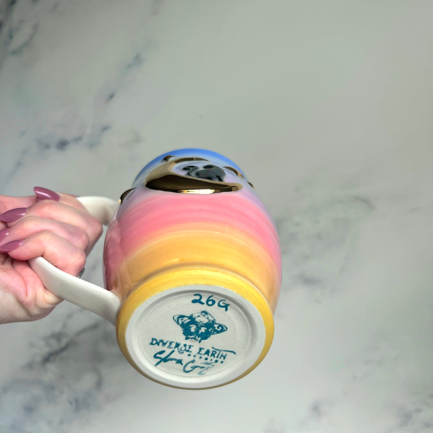 Gold Moon Rise Cat Gradient Mug