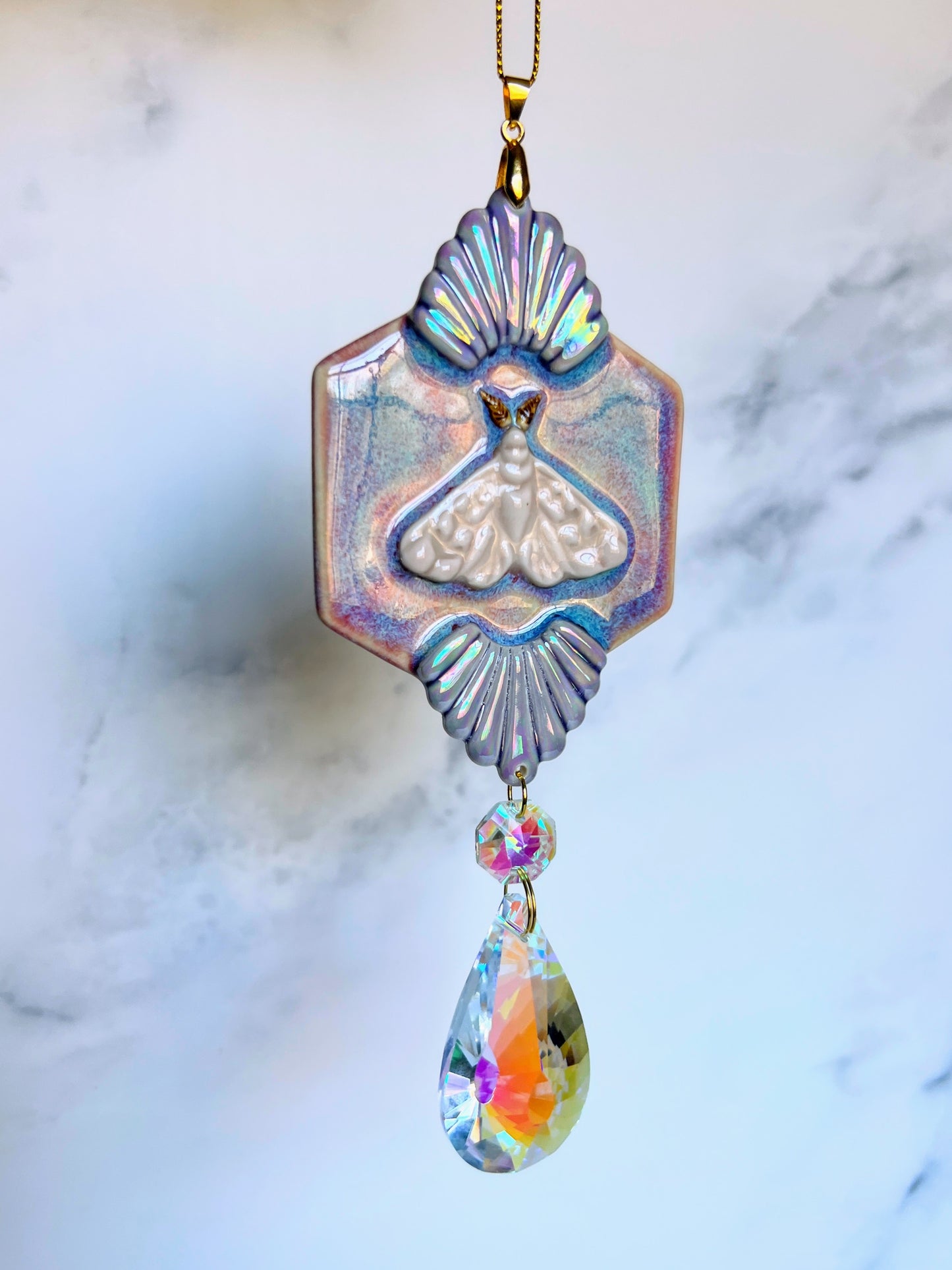 Pink Moth Suncatcher Art Deco