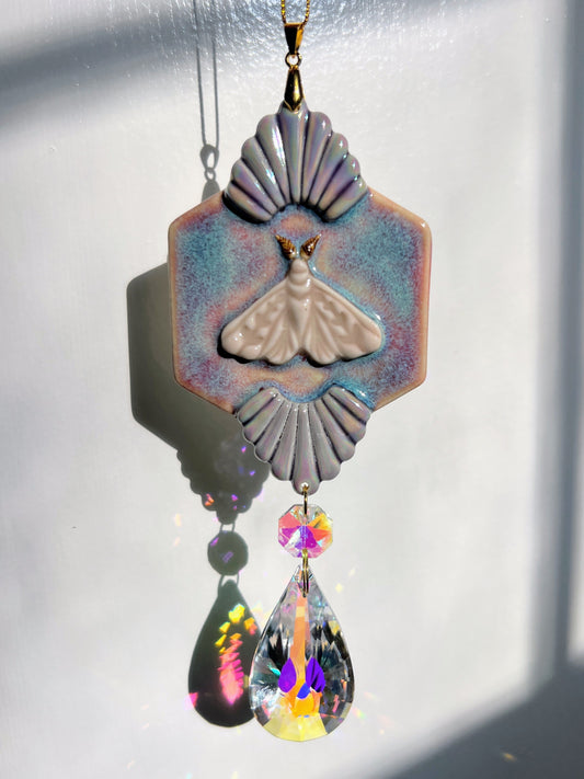 Pink Moth Suncatcher Art Deco