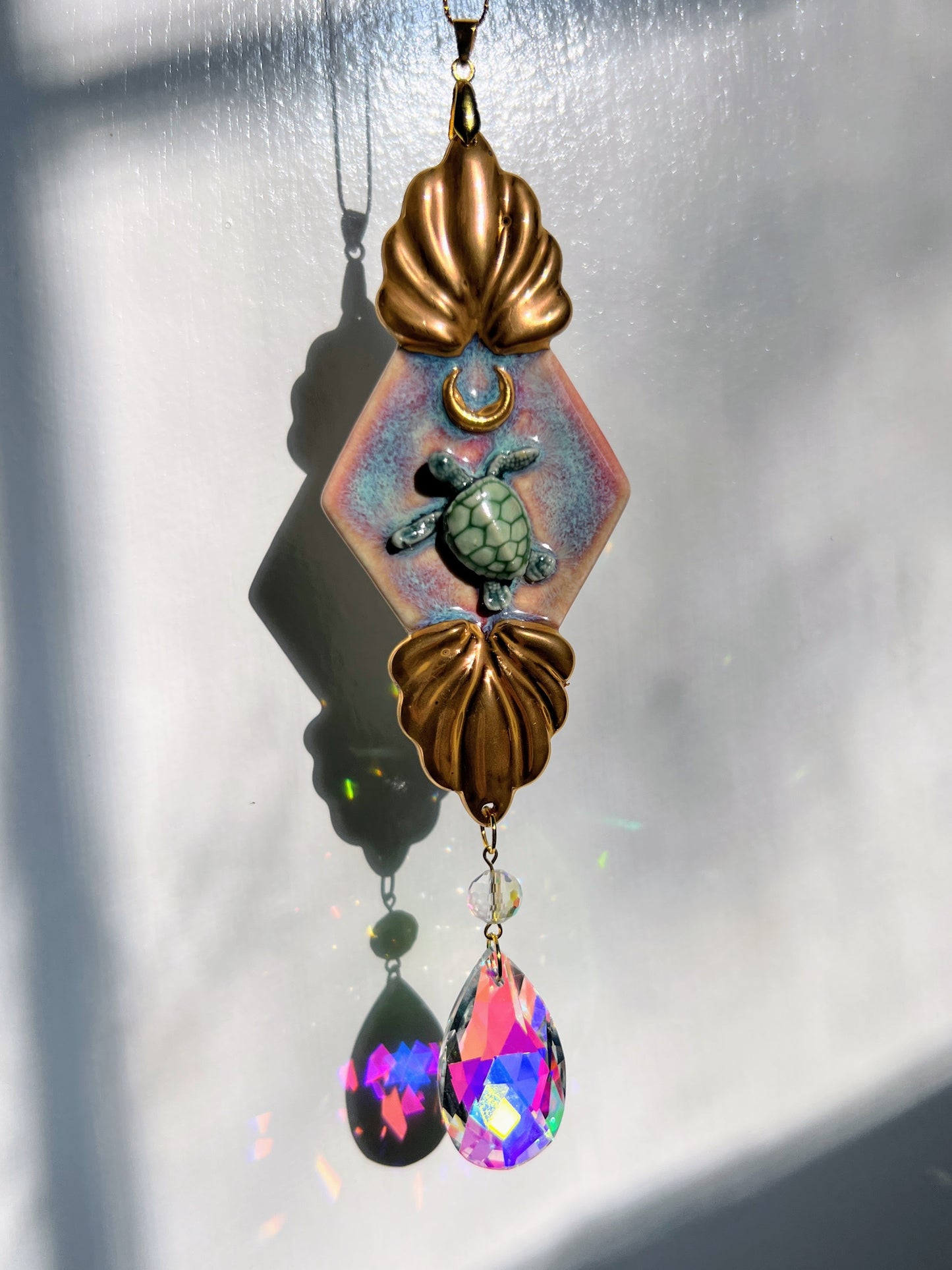 Sea Turtle Suncatcher Gold Art Deco