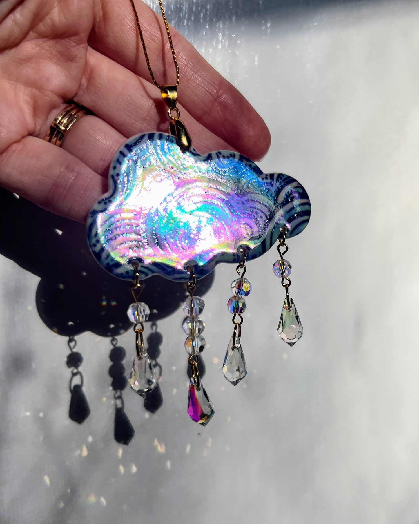 Rain Cloud Suncatcher Iridescent Ornament