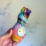 Amethyst Mushroom Pipe - Rainbow Iridescent