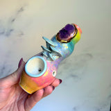 Amethyst Mushroom Pipe - Rainbow Iridescent