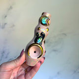Crystal Moon Cat Pipe - Labradorite Inlay