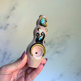 Crystal Moon Cat Pipe - Labradorite Inlay