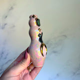 Crystal Moon Cat Pipe - Labradorite Inlay