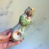 Labradorite Luna Moth Pipe - Crystal Inlay