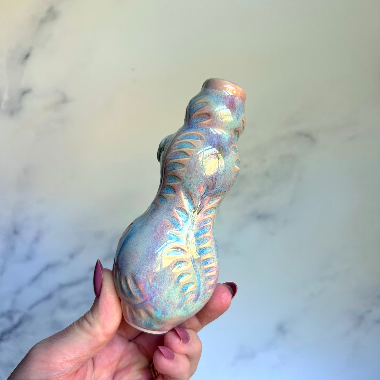 Labradorite Luna Moth Pipe - Crystal Inlay