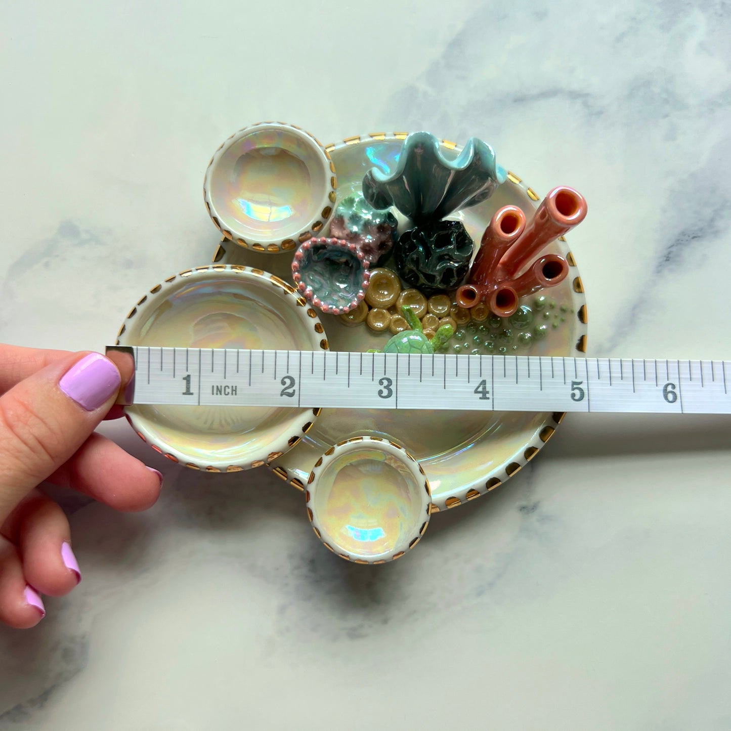 Mystic Lagoon - Sea Turtle Coral Reef Dish Jewelry Infinity Tray