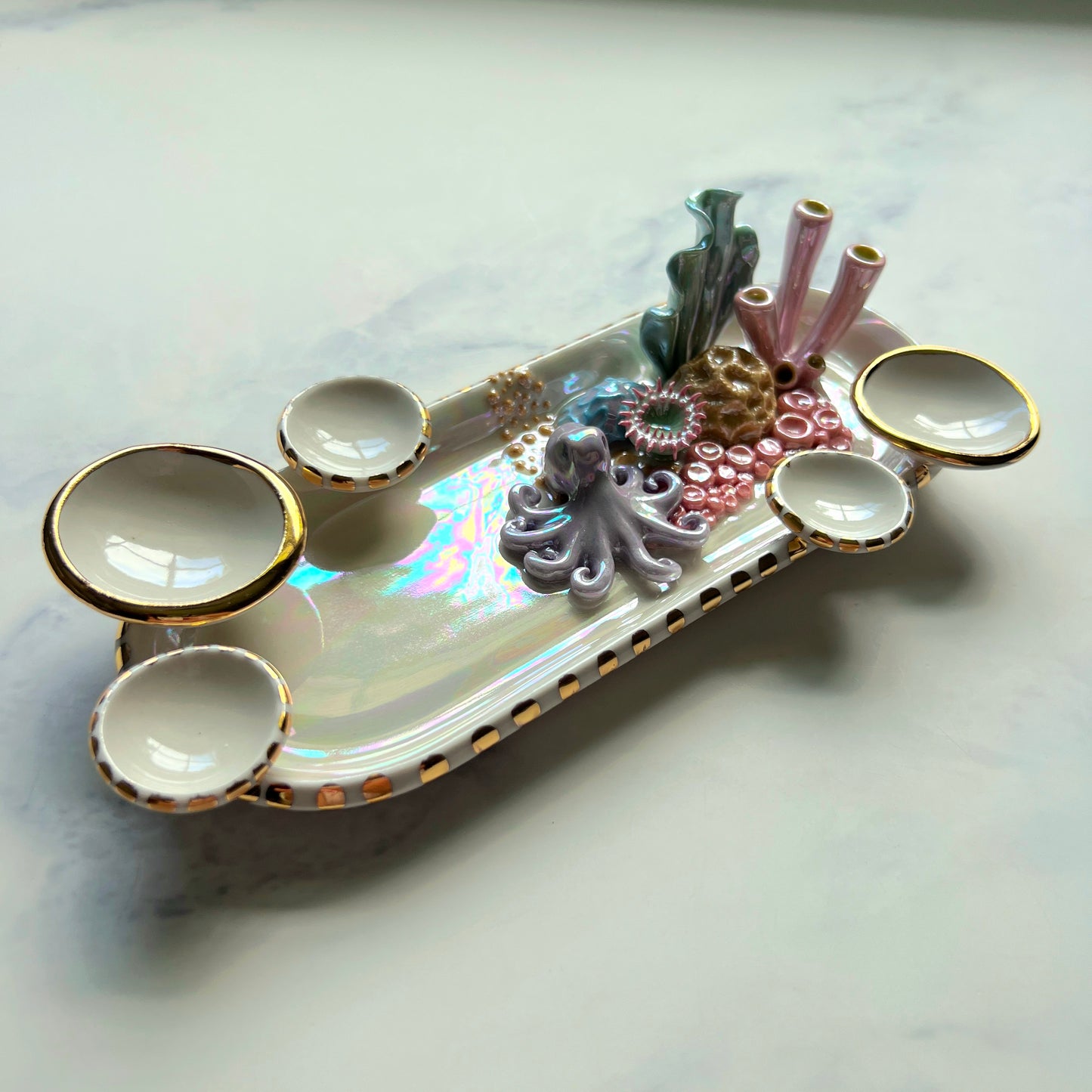 Curious Cutie - Octopus Coral Reef Dish Jewelry Infinity Tray