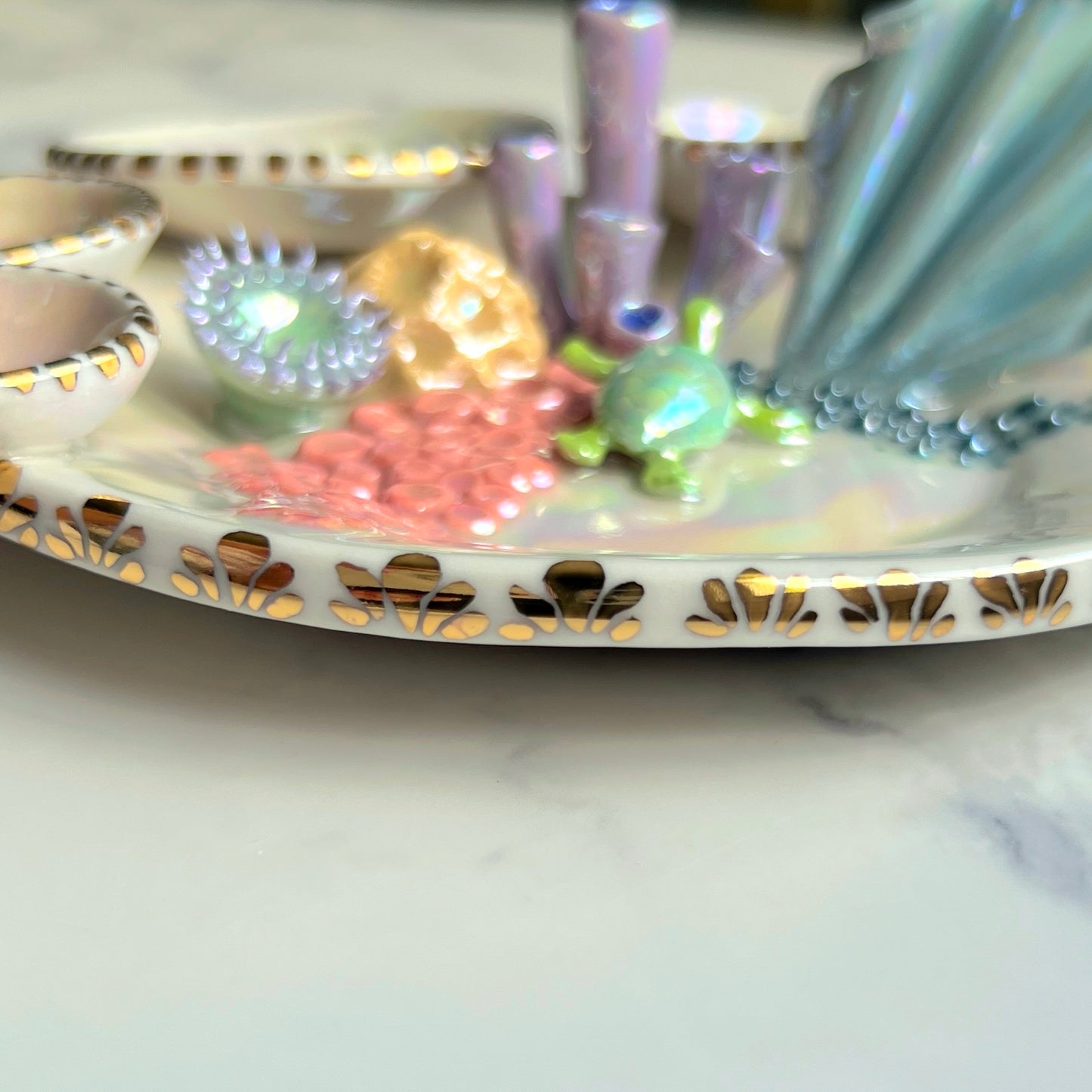 Ocean Dreams - Coral Reef Dish Iridescent Infinity Sea Turtle Tray