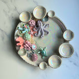 Lucky 7 - Huge Coral Reef Dish Sea Creature Iridescent Infinity Tray