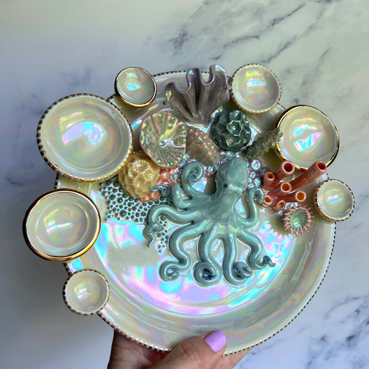 Octavia's Garden - Octopus Coral Reef Dish Jewelry Infinity Tray