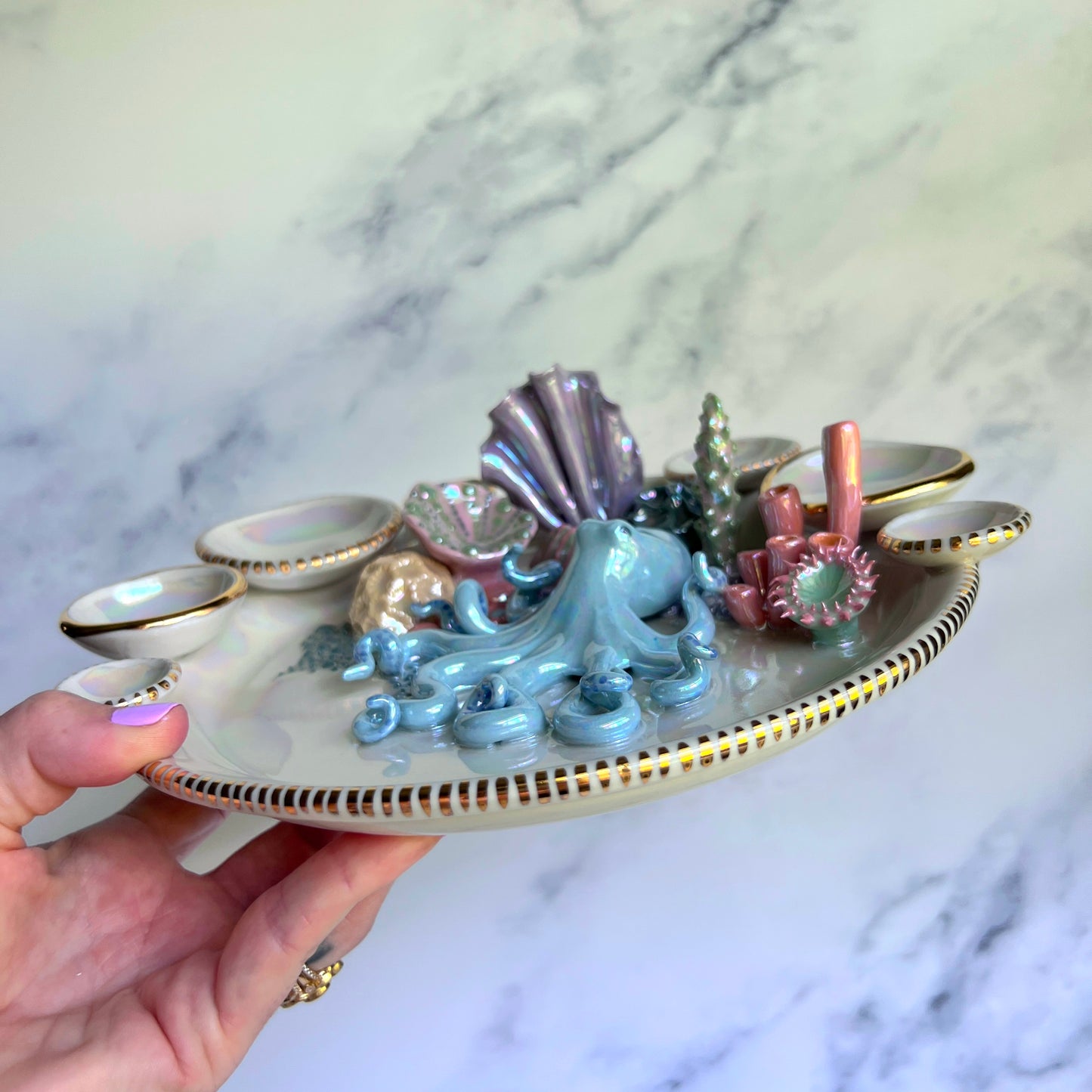 Le jardin d'Octavia - Plateau à bijoux infini en forme de récif de corail pieuvre
