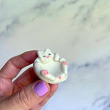 White Cat Ring Dish & Worry Stone