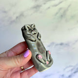 AnchorStone - Fidget Toy - Breath Work Tool - Gray Cat Sensory Stone