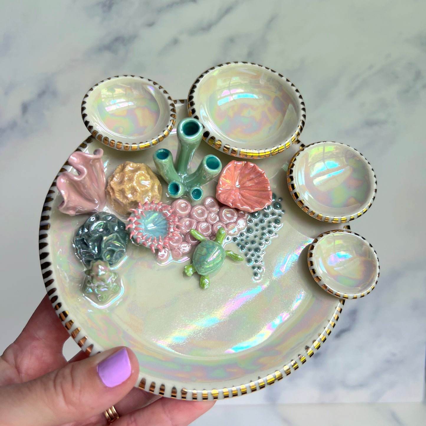 Aurora's Reef - Sea Turtle Coral Reef Dish Jewelry Infinity Tray