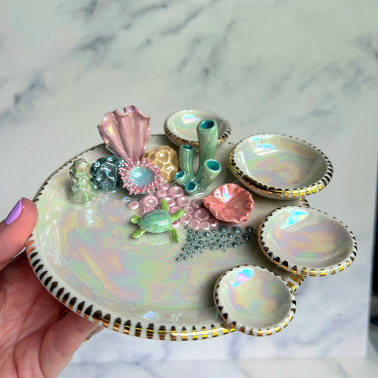 Aurora's Reef - Sea Turtle Coral Reef Dish Jewelry Infinity Tray