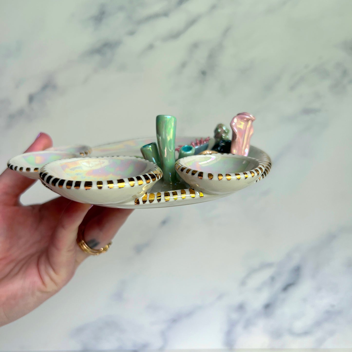 Aurora's Reef - Sea Turtle Coral Reef Dish Jewelry Infinity Tray