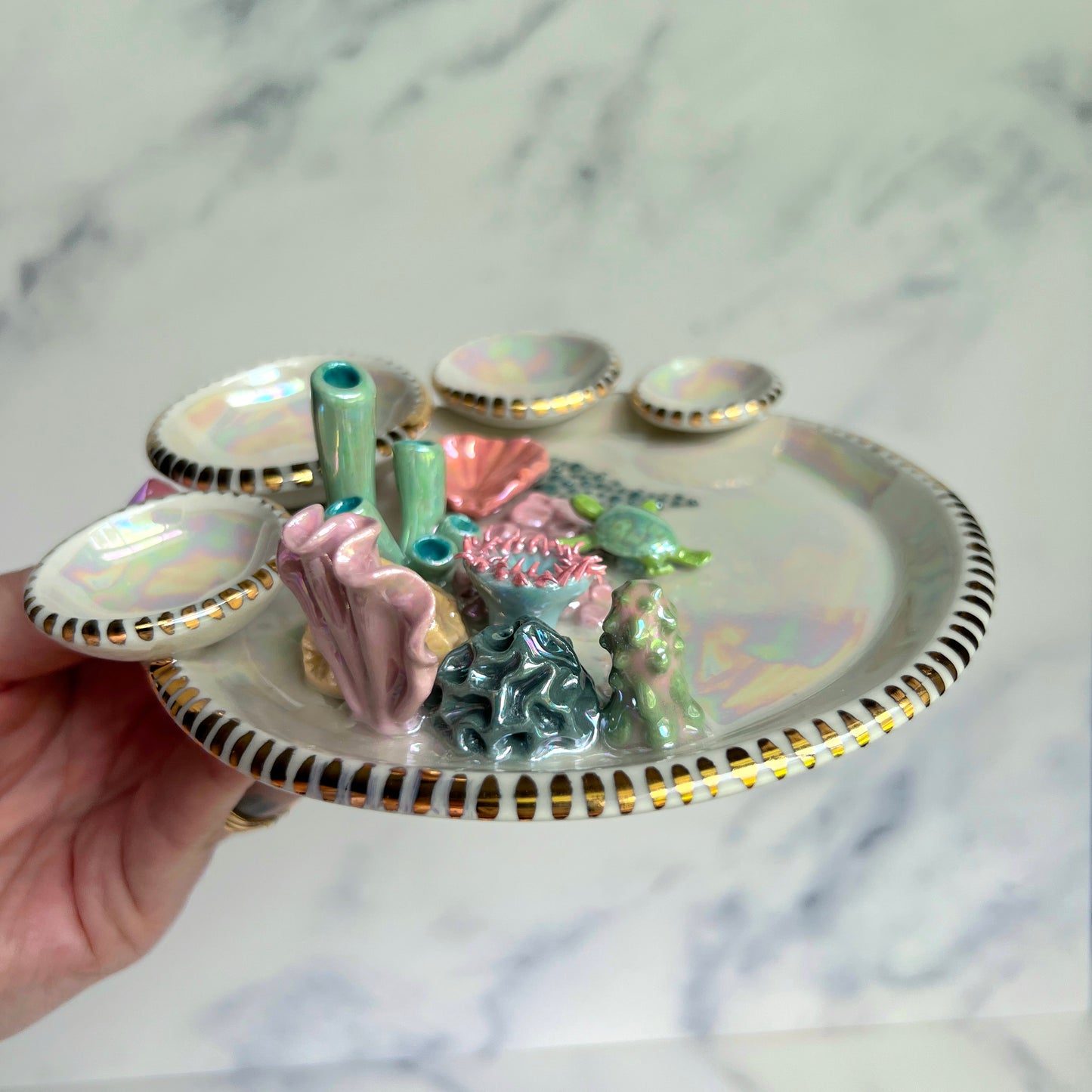 Aurora's Reef - Sea Turtle Coral Reef Dish Jewelry Infinity Tray