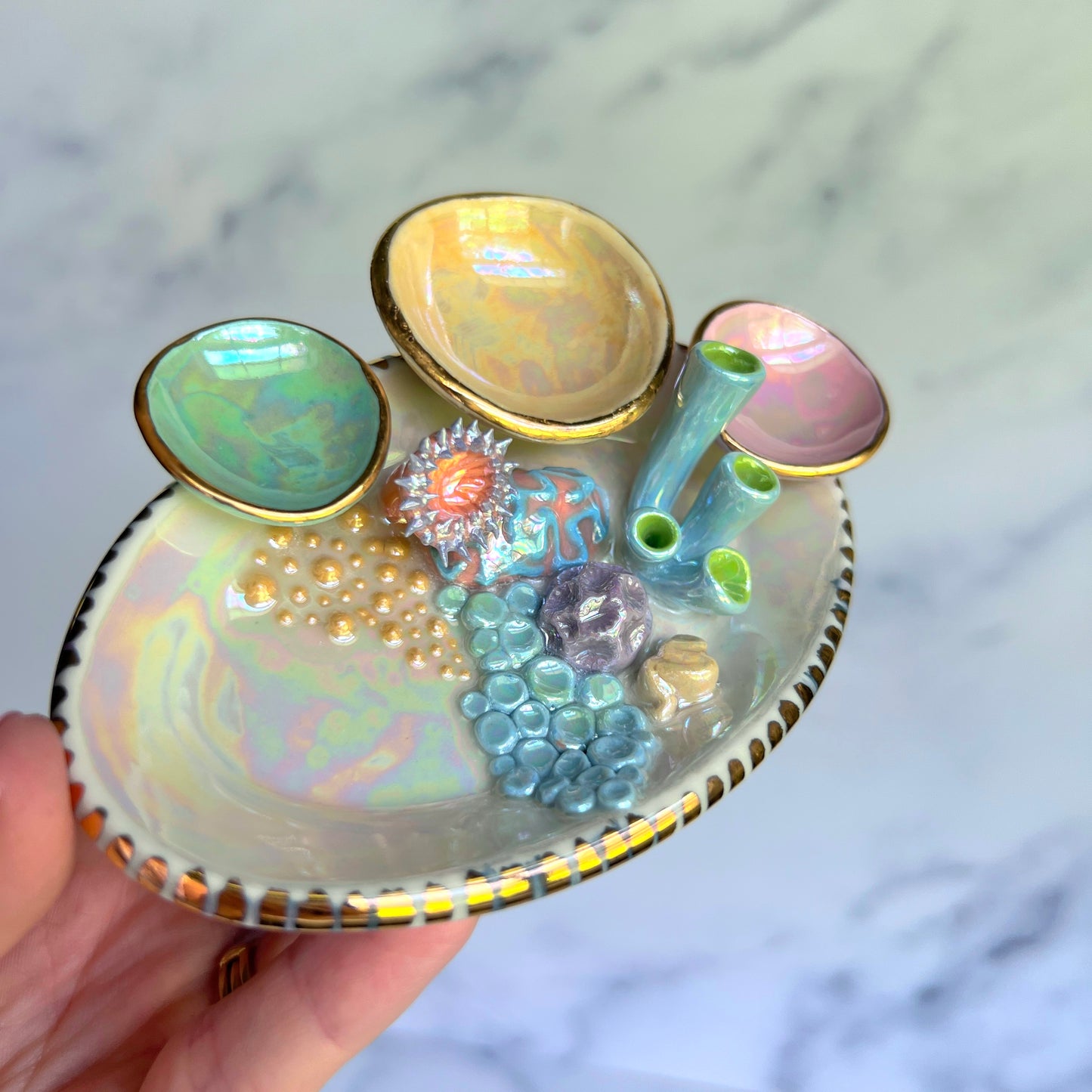 Tidal Treasure - Coral Reef Ring Dish - Iridescent Infinity Tray