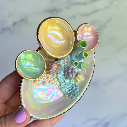 Tidal Treasure - Coral Reef Ring Dish - Iridescent Infinity Tray