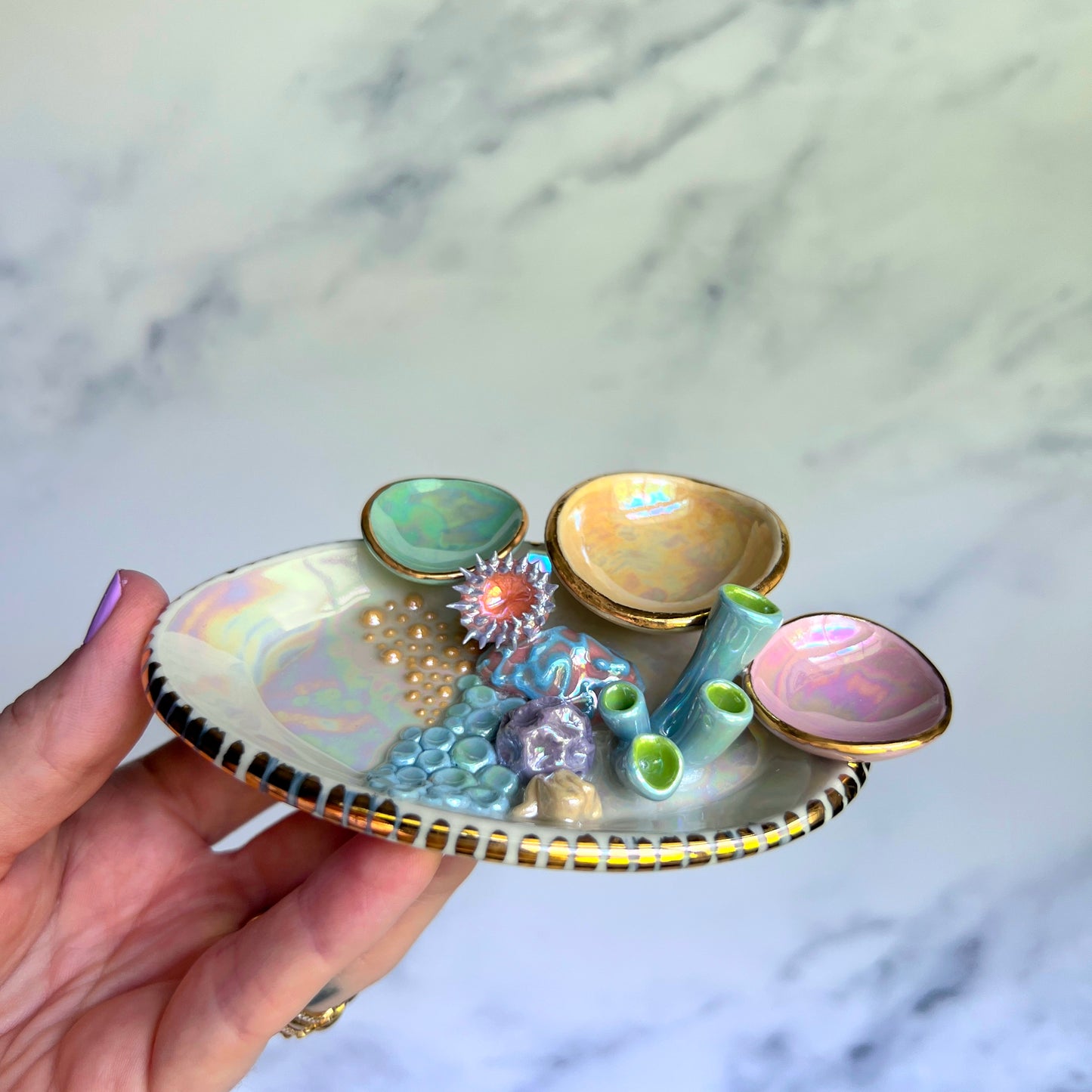 Tidal Treasure - Coral Reef Ring Dish - Iridescent Infinity Tray