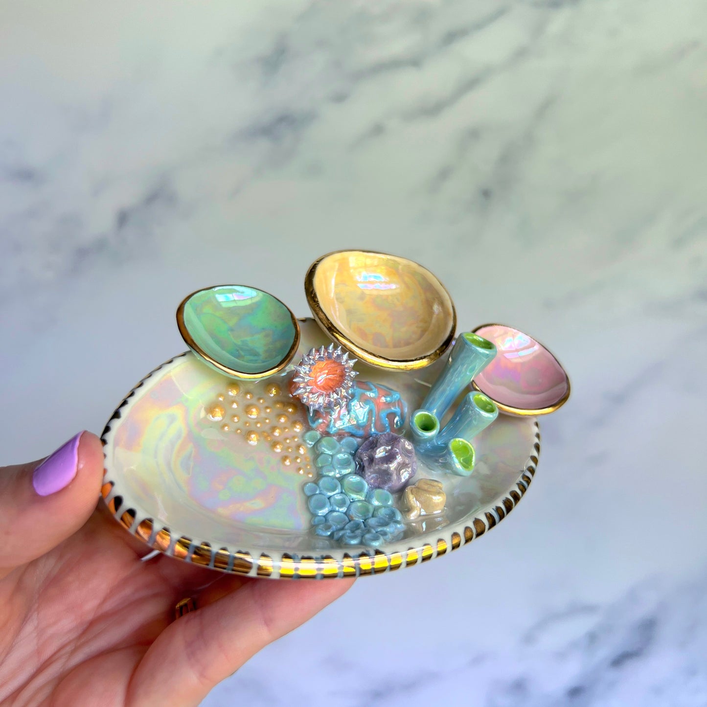 Tidal Treasure - Coral Reef Ring Dish - Iridescent Infinity Tray