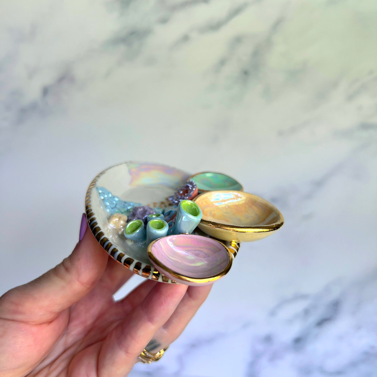 Tidal Treasure - Coral Reef Ring Dish - Iridescent Infinity Tray
